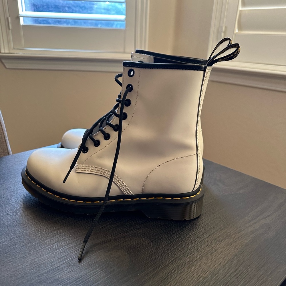 Dr. Martens Air Wair White Lace Up Boots